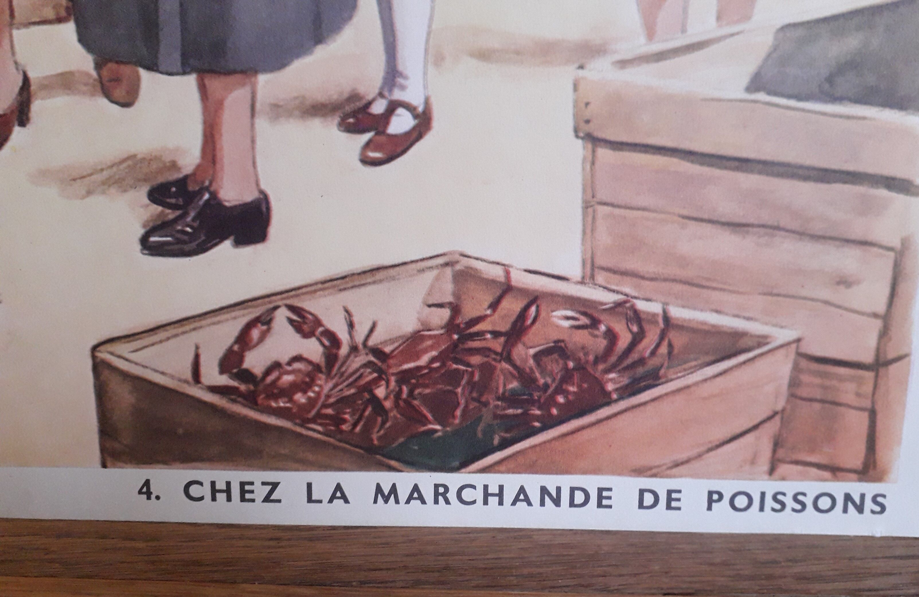 School poster "at the fish merchant" 50s