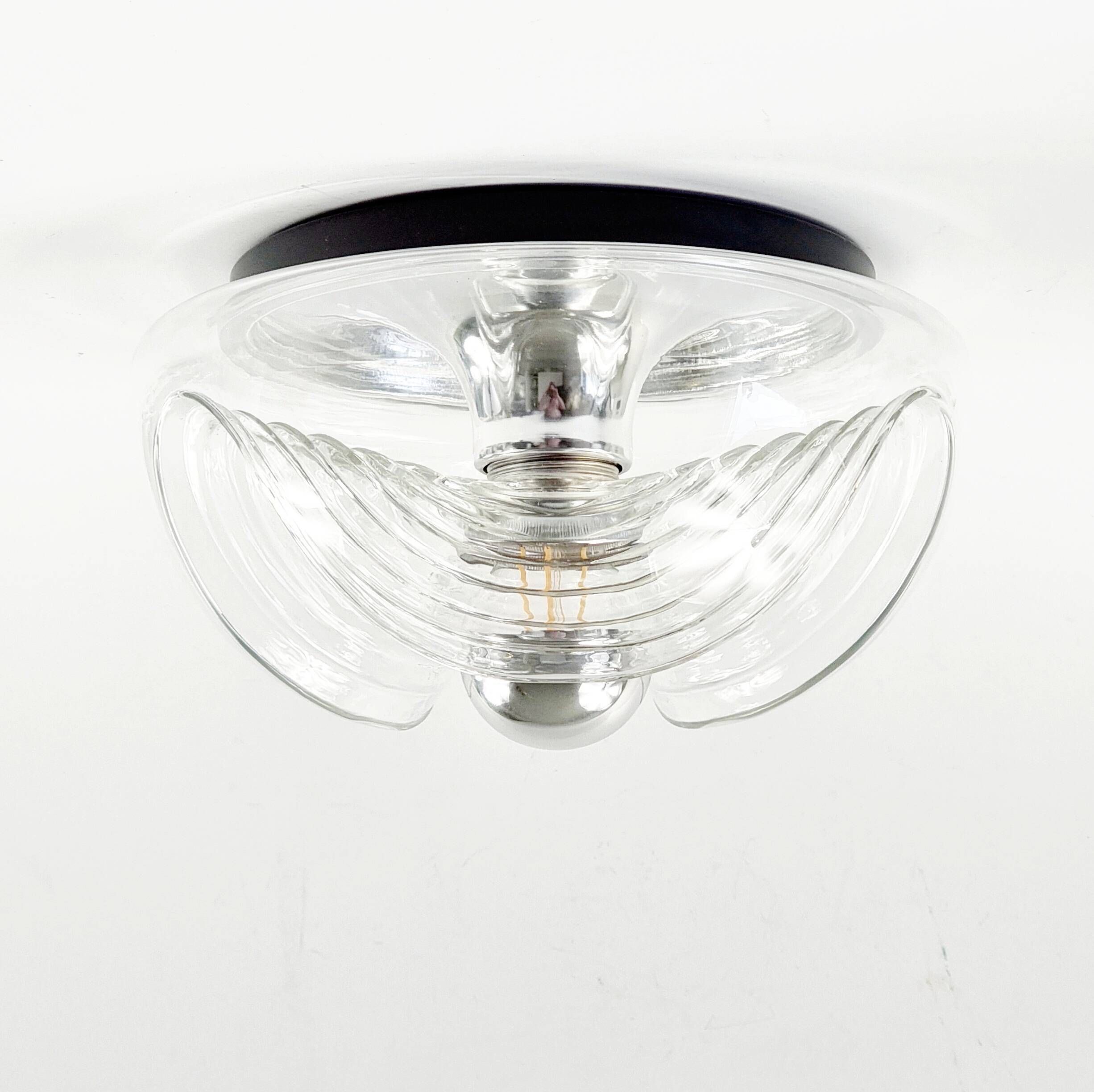 Large Mid-Century Modern Wave Flush Mount by Koch & Lowy for Peill & Putzler, Germany, 1960s/1970s