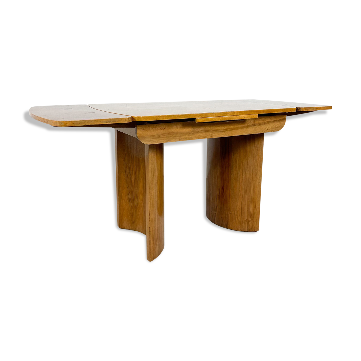 Extendable art deco dining table walnut veneer