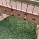 Child's cradle in pine painted pink and red, Hungary - 1920s, vintage style