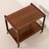 Italian mid century bar trolley, serving cart in rosewood, 1960s