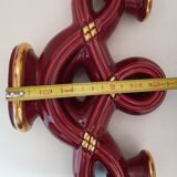 Double art deco lamp foot in bordeaux and gold ceramics