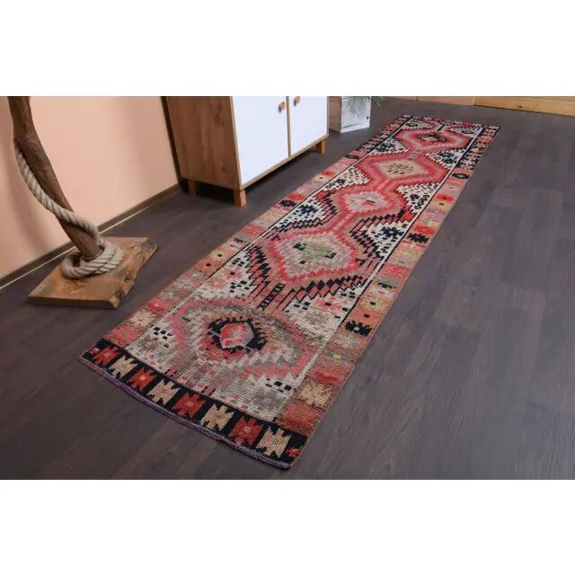 Vintage Turkish Oushak handmade wool runner 81x313