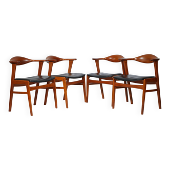 Fauteuil en cuir et teck par ERIK KIRKEGAARD années 1960