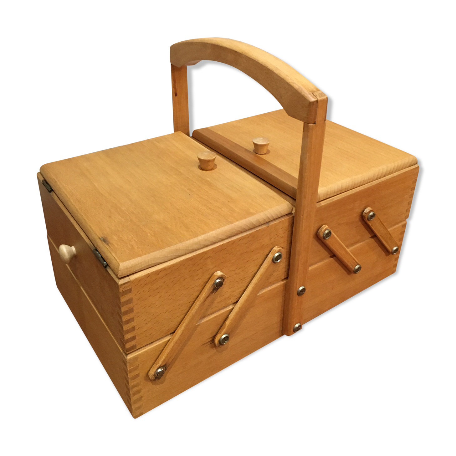 Wooden sewing basket