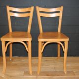 2 Baumann No. 19 chairs in light beech