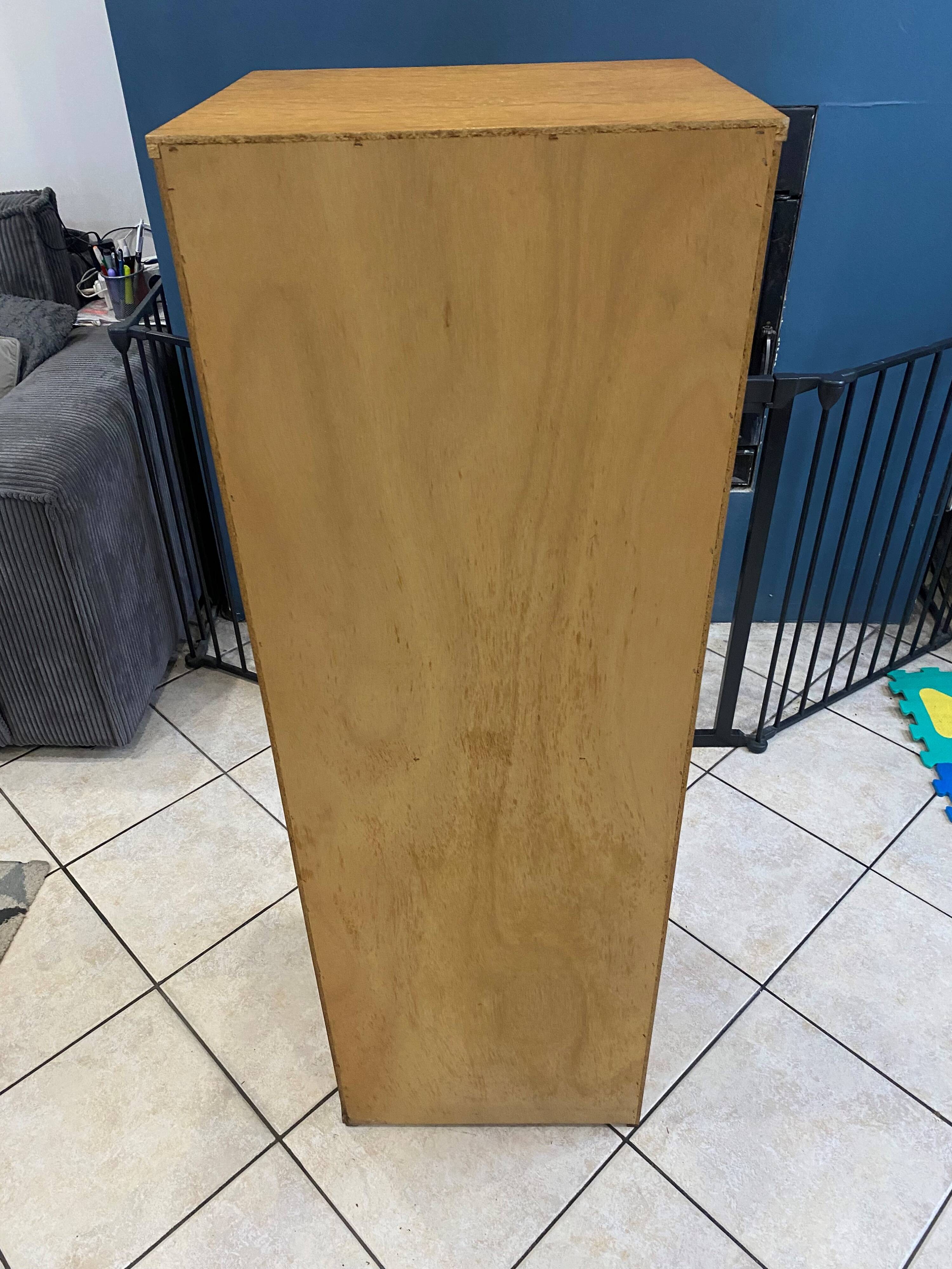 1960s office filing cabinet with curtains