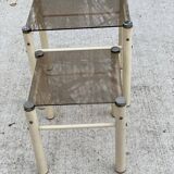2 tables basses gigognes industrielles beige en verre Yves Boutboul 1970