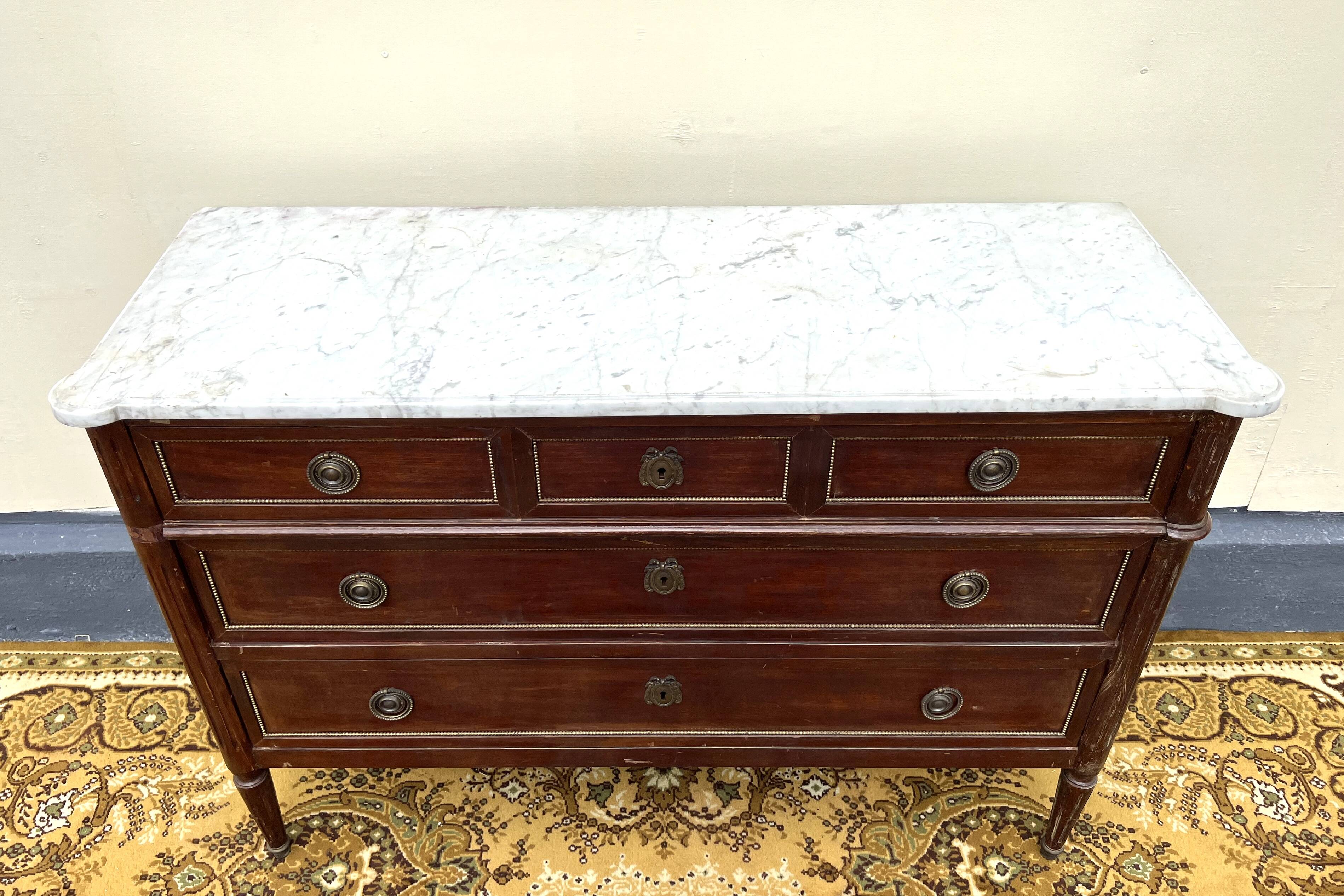 Antique Louis XVI style chest of drawers in Parisian style mahogany