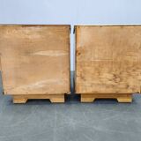 Pair of Mid-Century Walnut Nightstands with Glass Tops, 1950s