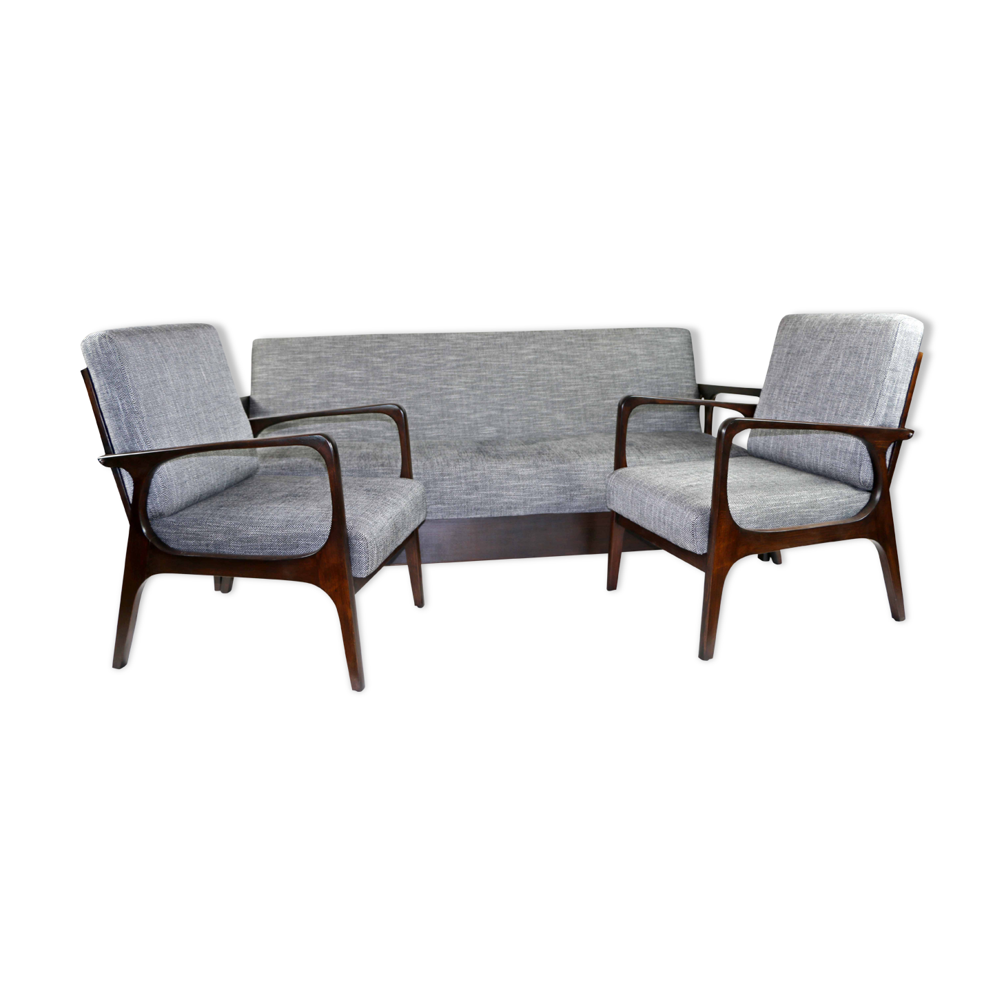 Triple vintage sofa with two chairs from the 70's