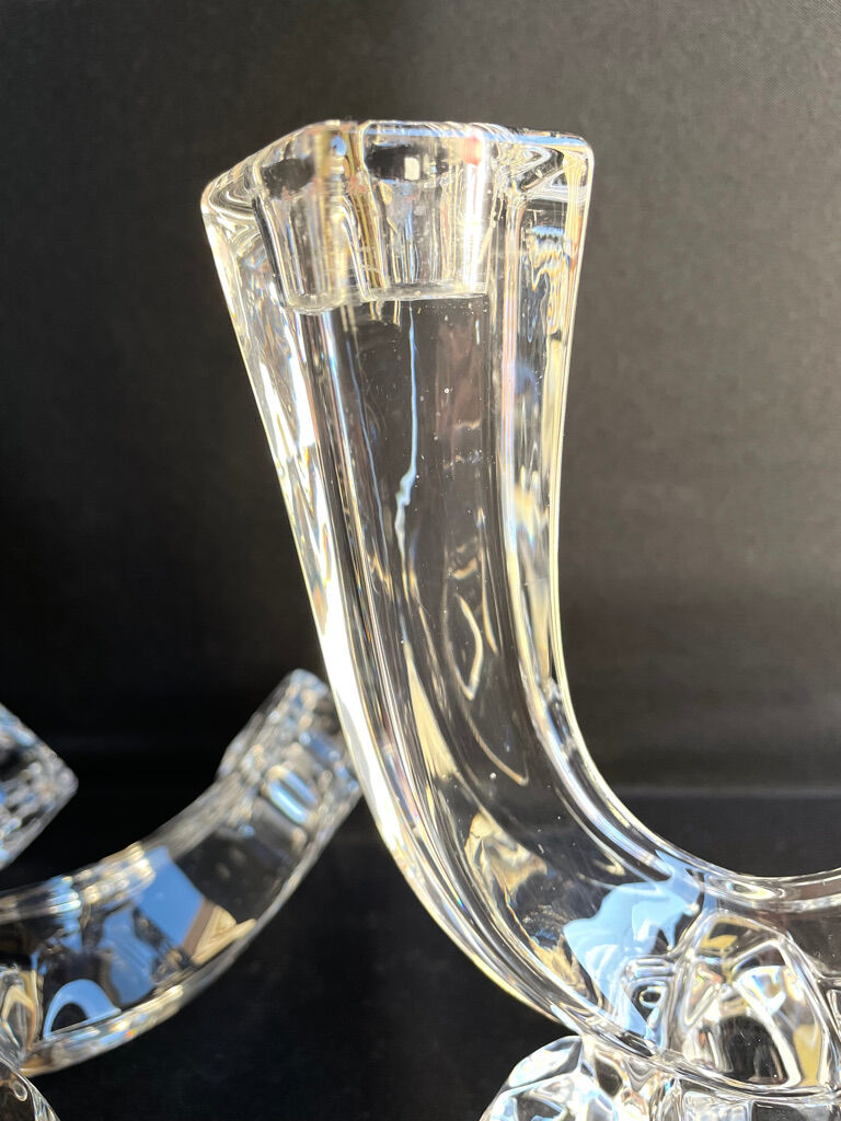 Cristallerie de Vannes le Châtel - Pair of torch candle holders - Cristal signé