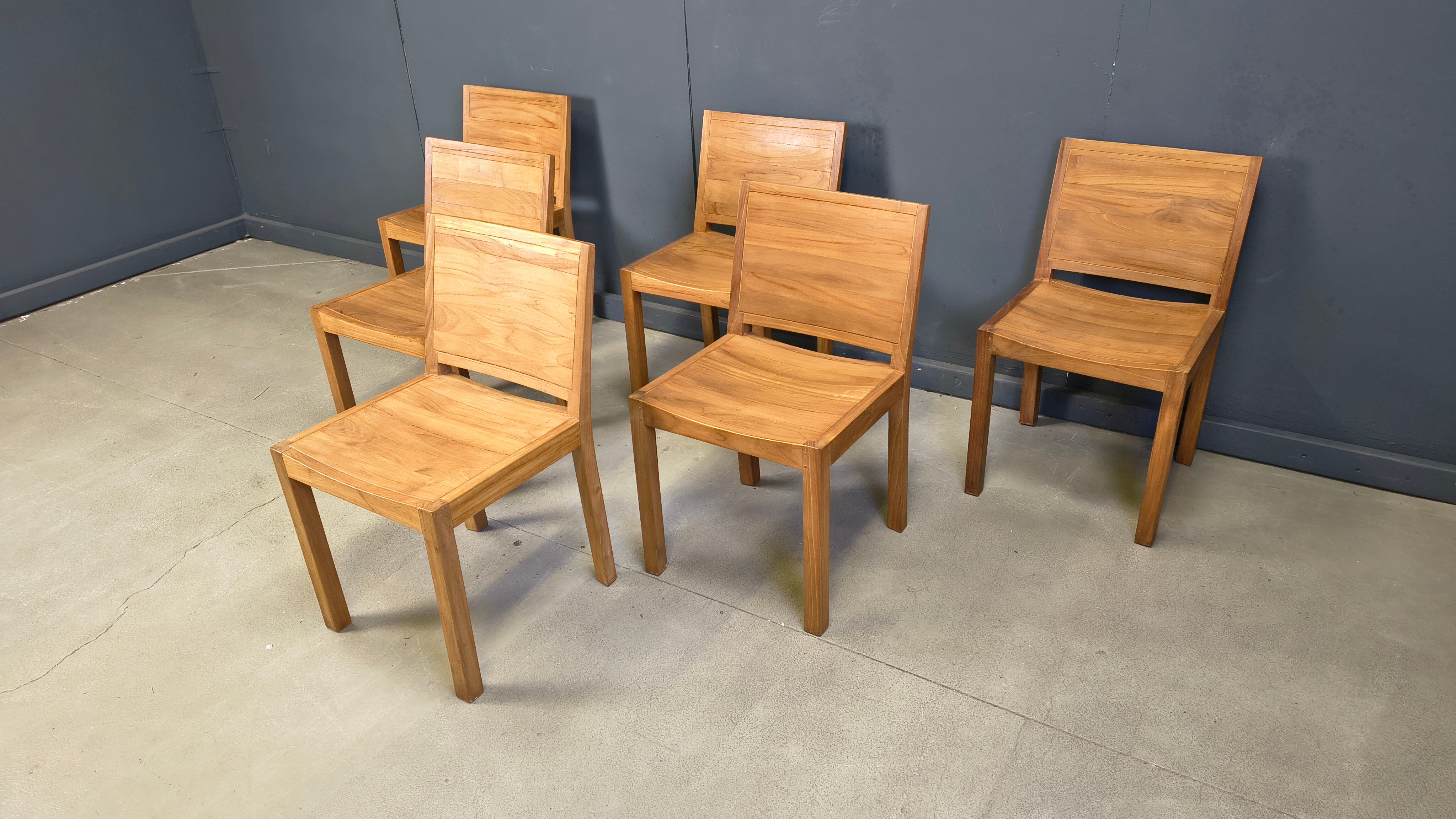 Vintage teak dining chairs set of 6 - 1980s