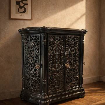 Insert décoratif de cheminée antique en fonte ornée noire style français 1900