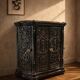 Insert décoratif de cheminée antique en fonte ornée noire style français 1900