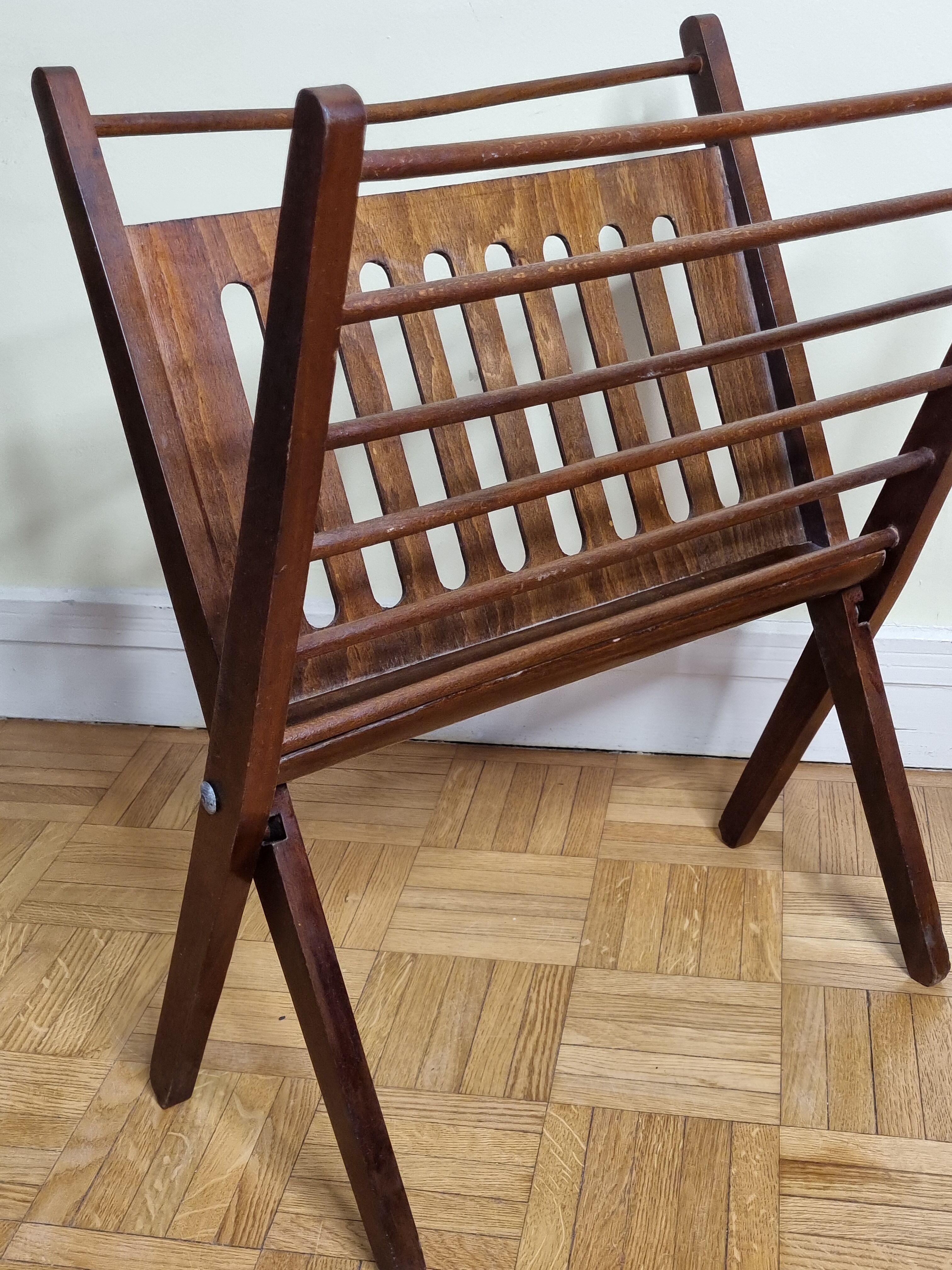 Folding teak magazine holder by Cees Braakman