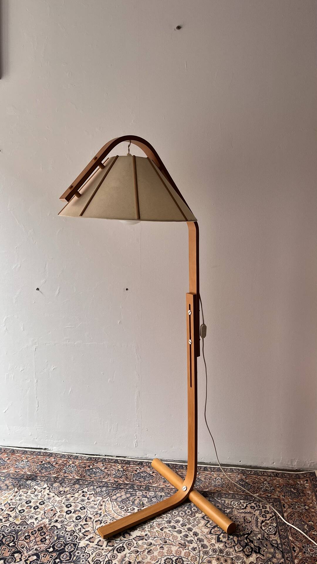Scandinavian Modern Beech Aneta Floor Lamp by Jan Wickelgren, Sweden,