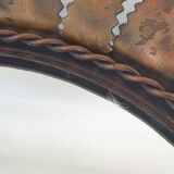 Sunburst mirror vintage 1960 in golden copper metal 50s brutalist 1960s