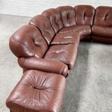 Italian Modular Sofa Set In Cognac Leather Attributed To Mobil Girgi, 1970's
