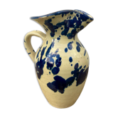 Speckled ceramic pitcher jaspé blue circa 1950 vintage