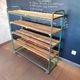 Steel and wooden shelf on wheels