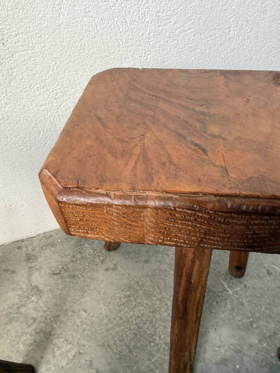 3 free-form oak tripod stools