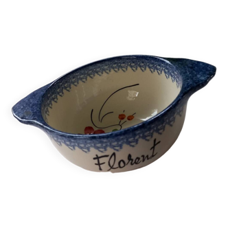 Eared bowl with first name “Florent”