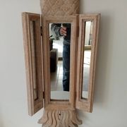 Miroir triptyque Art déco Ananas en bois sculpté