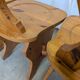 Vintage Alpine Wooden Chairs (Set of 4) Heart Cut-Out