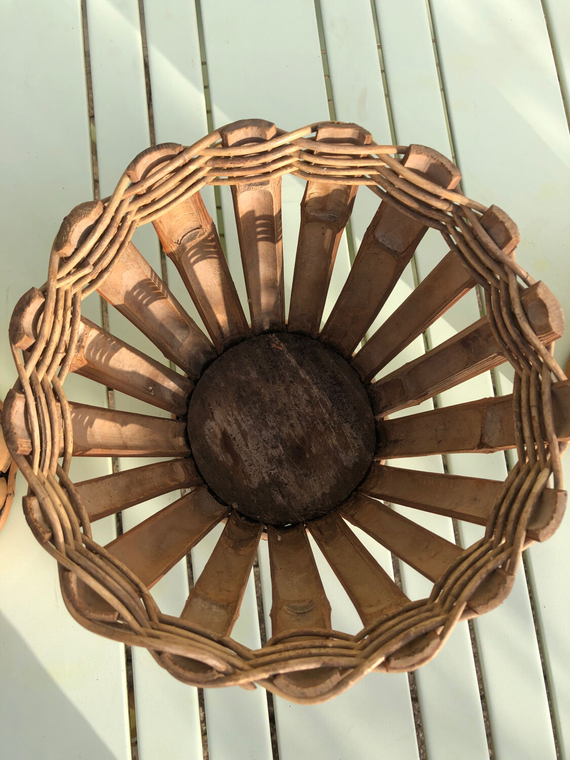 Three vintage bamboo planters