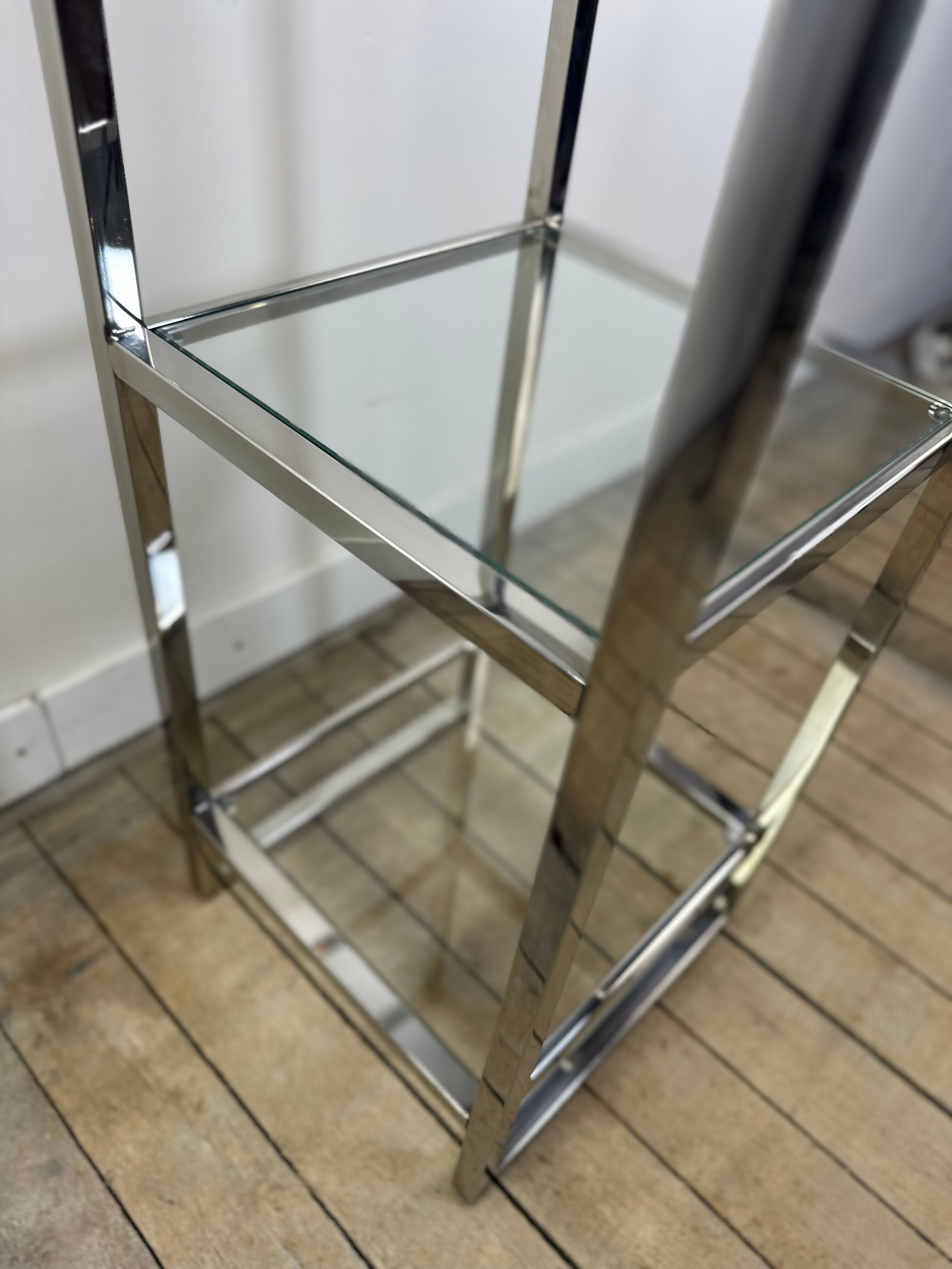 Chrome and glass occasional shelf unit 2000s