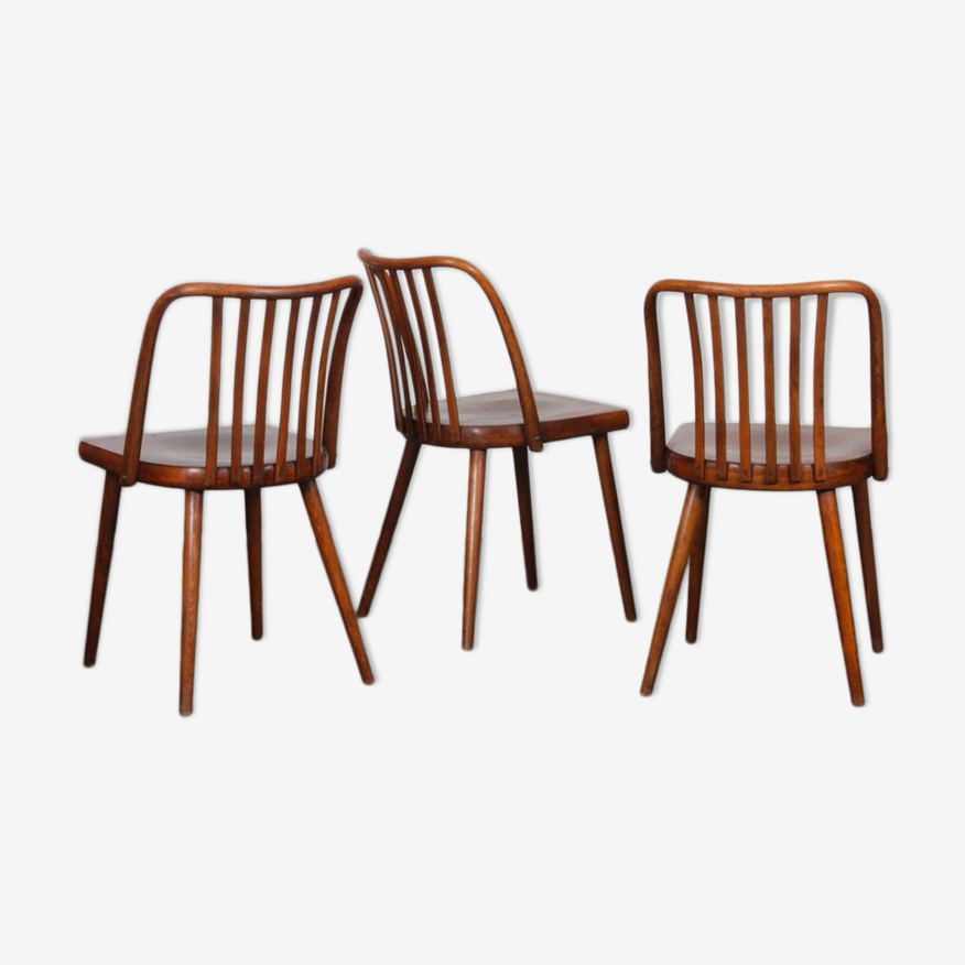 Ensemble de 3 chaises vintage par Antonin Suman pour Ton, 1960 | Selency