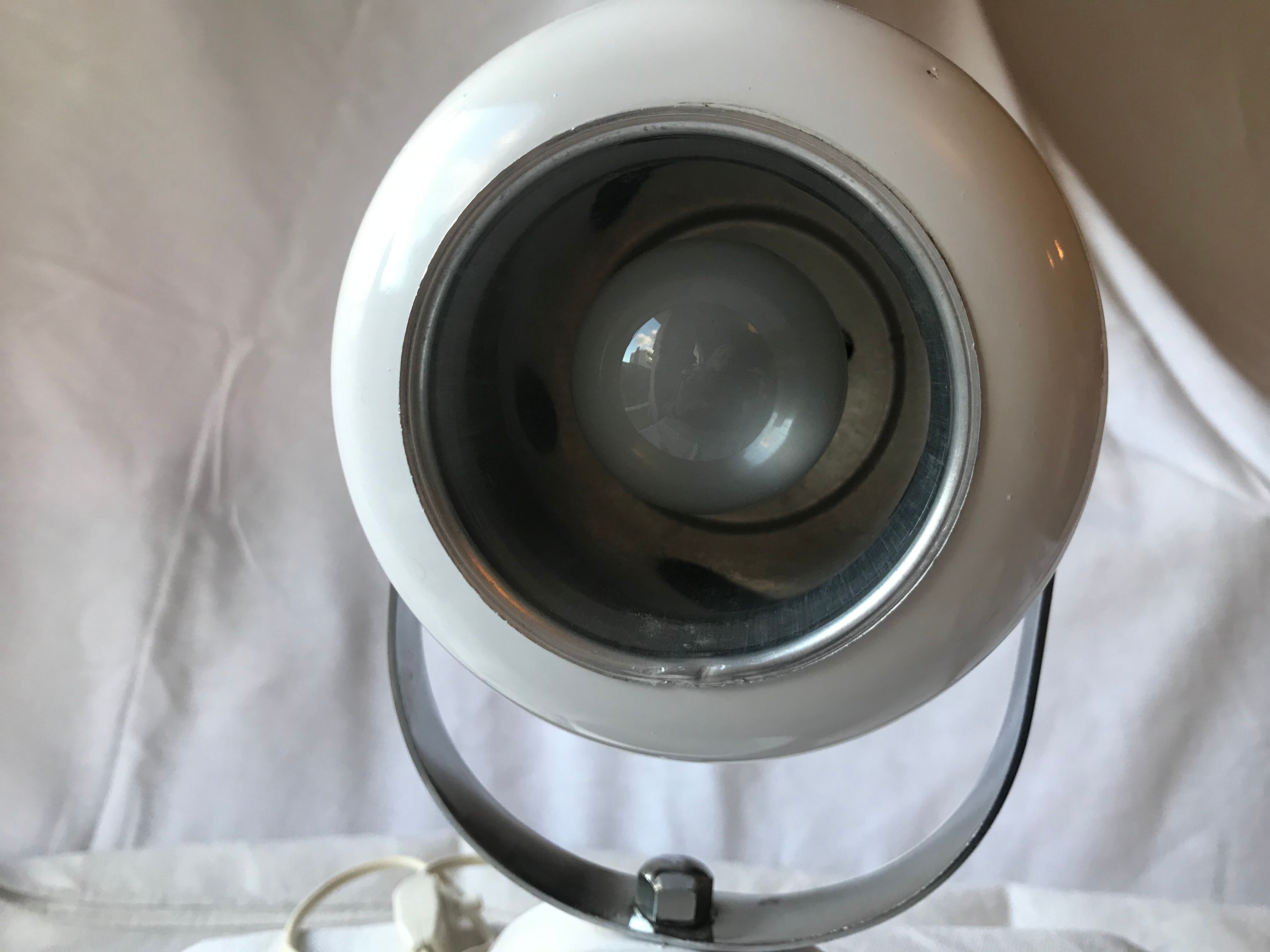 Vintage eye ball table lamp 1970 Italian Prova white