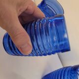 4 cobalt blue glasses – industrial moulded glass – 1970s