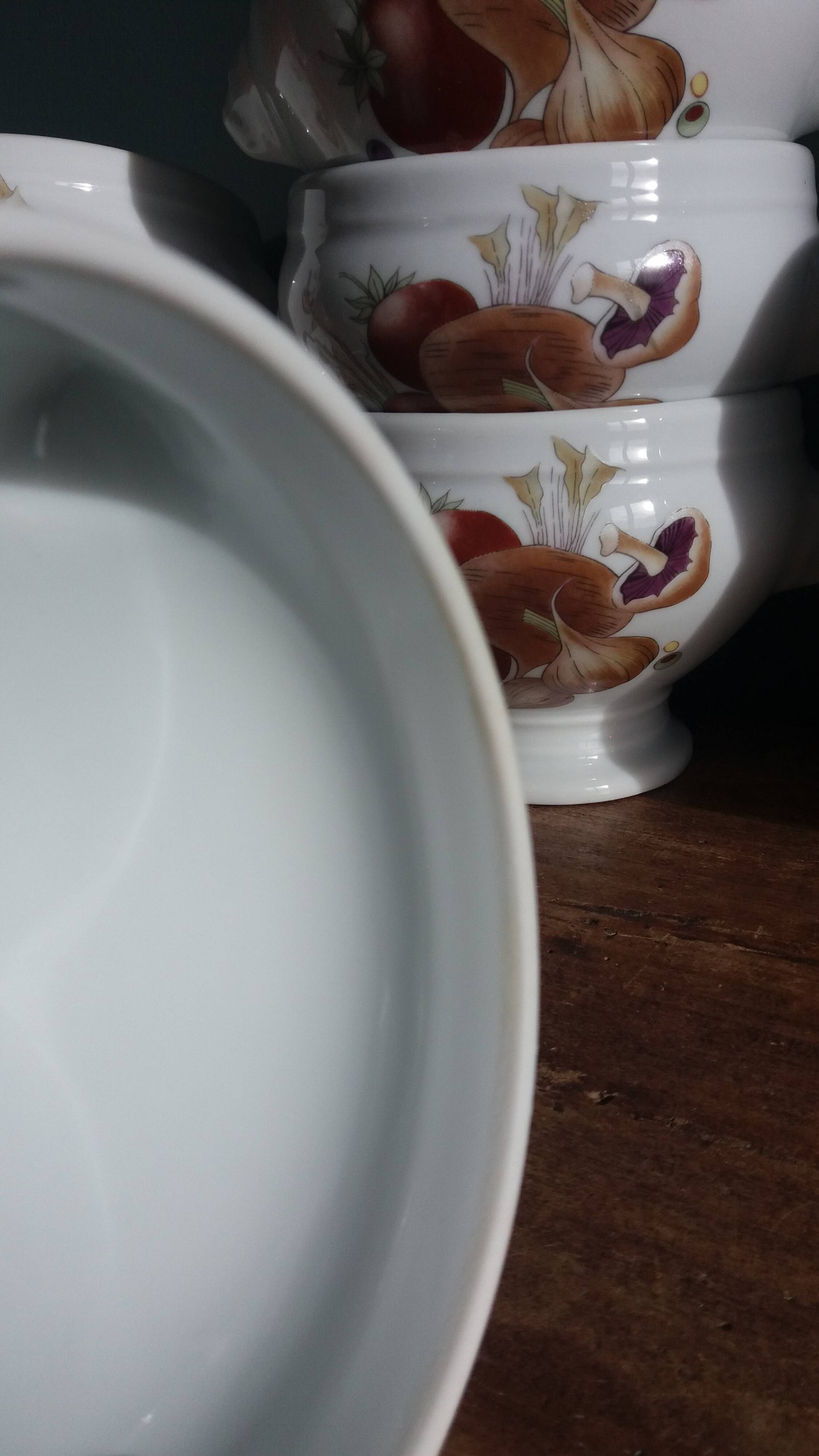 Pyrolux Lourioux porcelain soup bowls