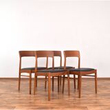 Danish teak and leather dining chairs by Henning Kjærnulf for Korup Stolefabrik, 1960s, set of 4