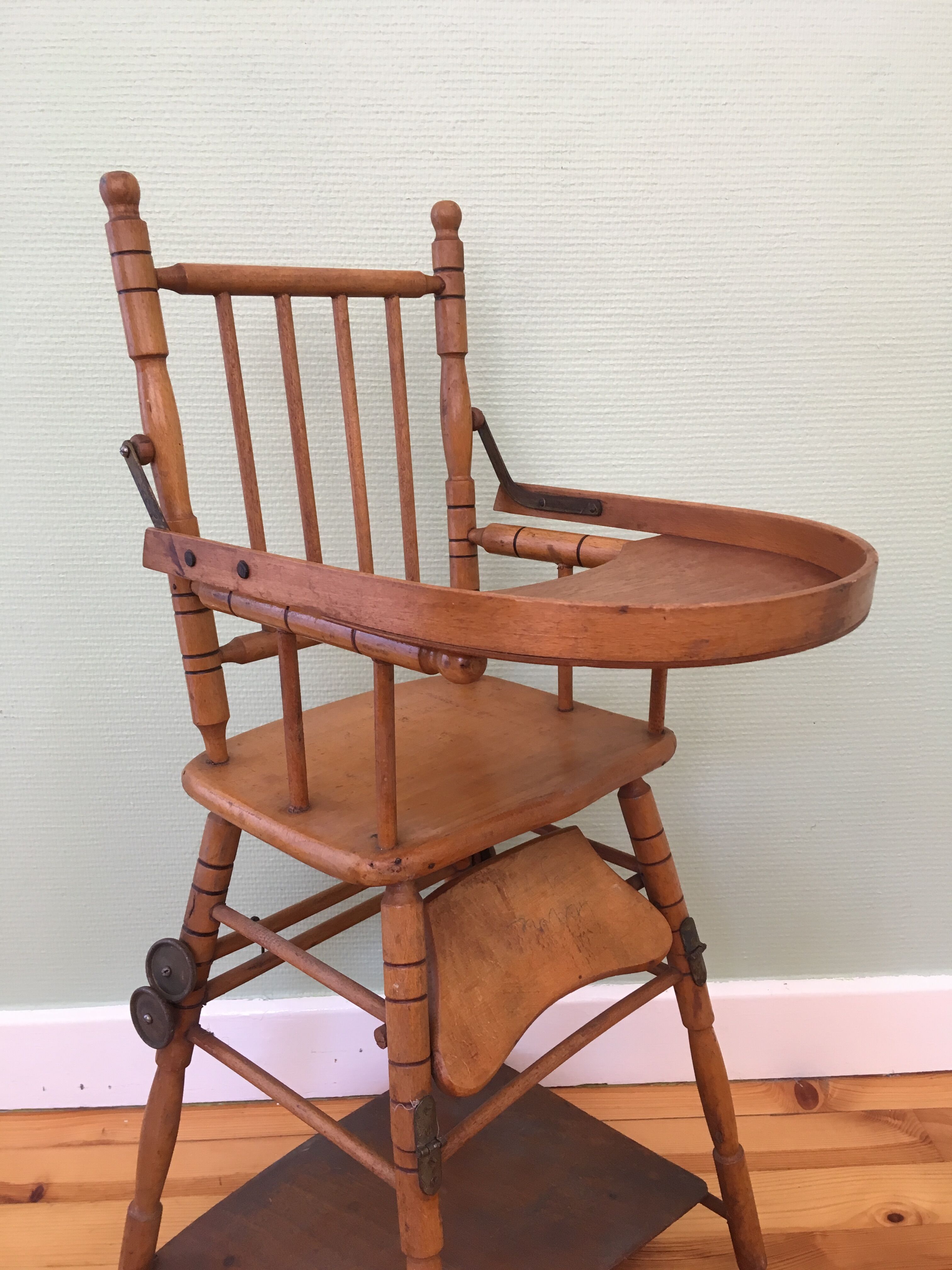 30-year-old high chair in wood turned