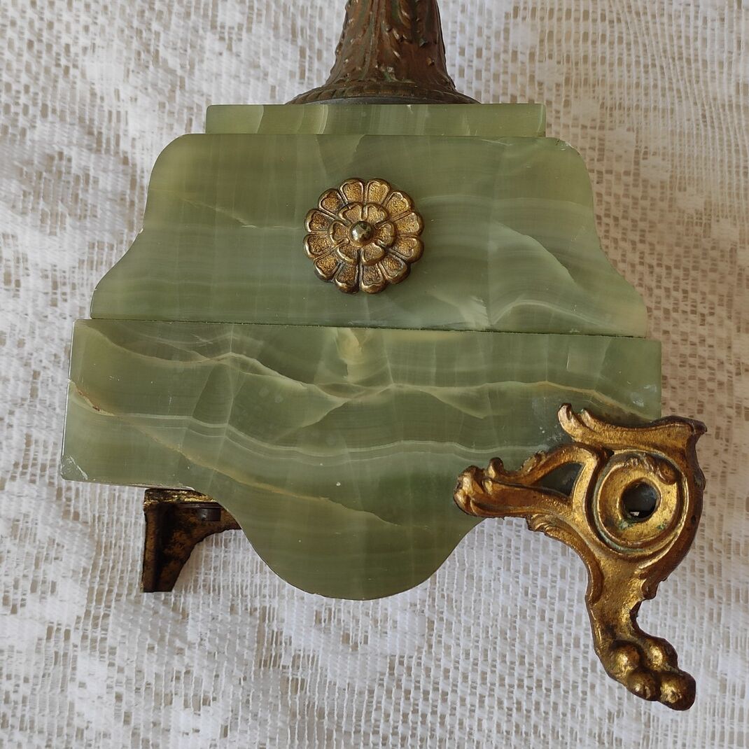 Chandelier ancien régule et onyx vert