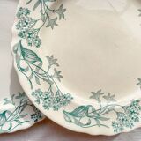 Lot de 6 Assiettes Plates Anciennes Terre de Fer "Lilas" Longchamp XIXe