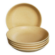 Five vintage natural stoneware soup plates