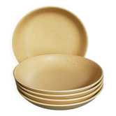 Cinq assiettes creuses en grès naturel vintage