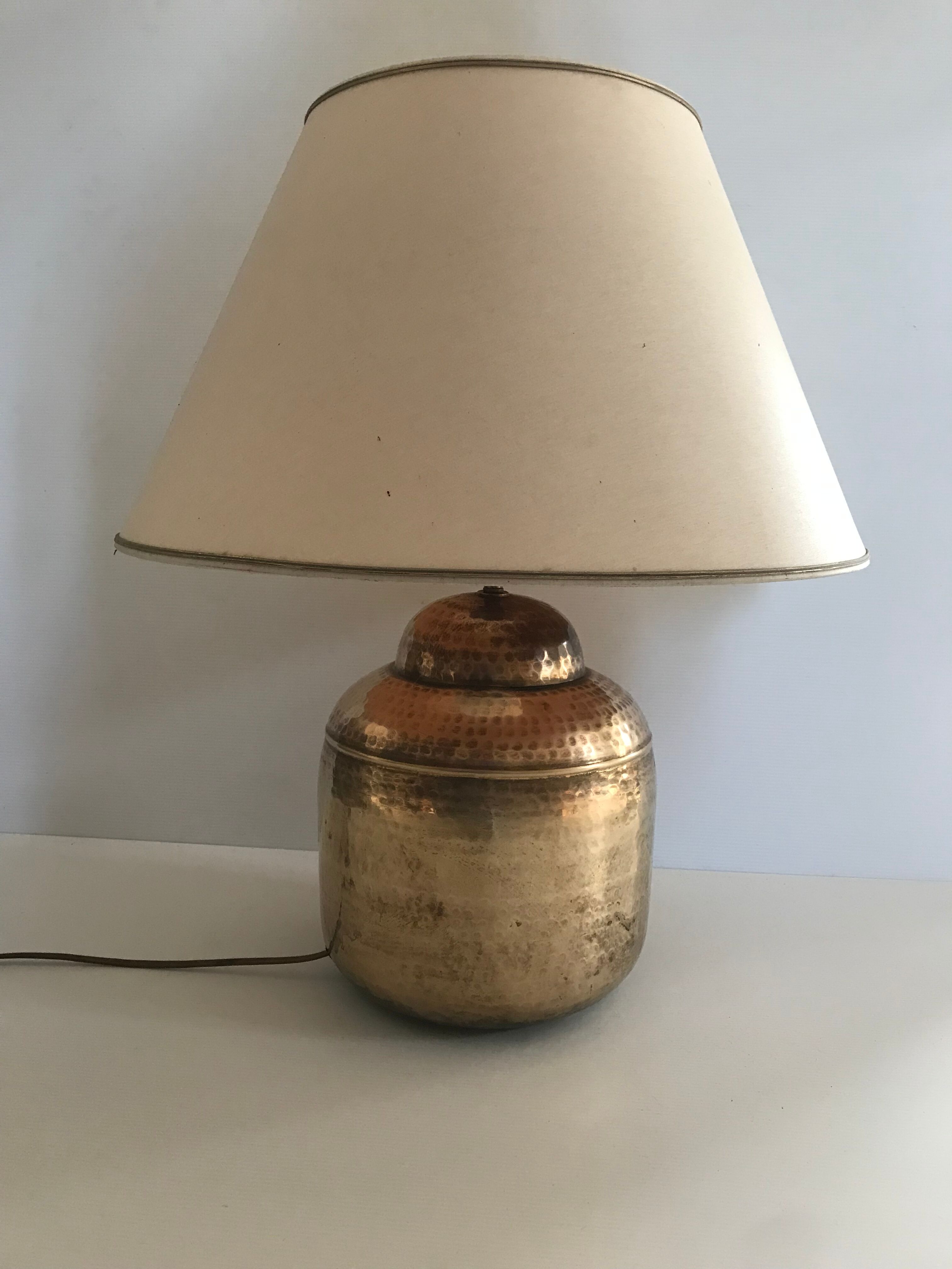 Vintage hammered brass lamp