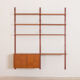 Teak wall unit 6 shelves with desk and cabinet
