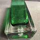 Vase rectangulaire en verre sommerso vert