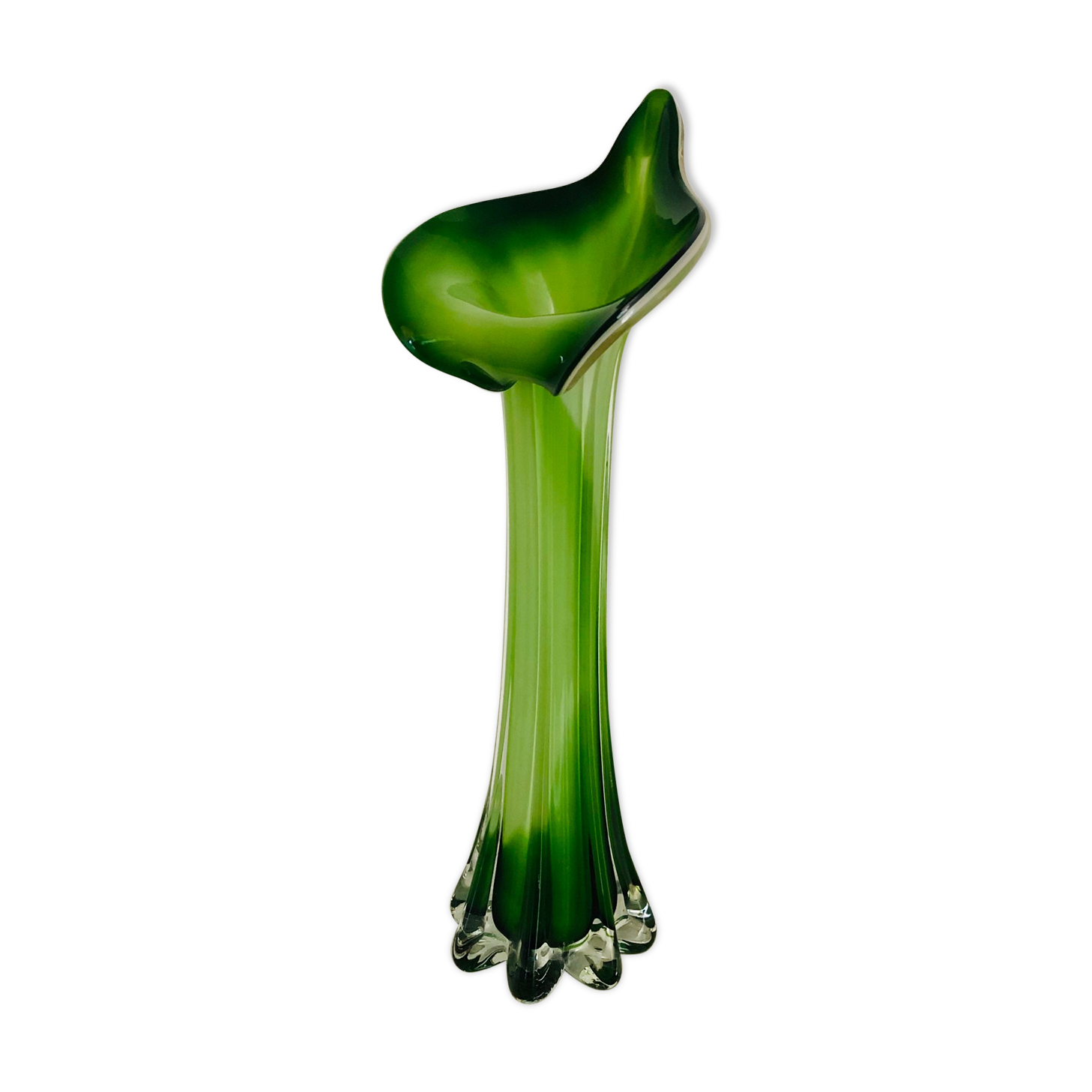 Vase feuille en verre doublé