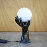 Vintage table lamp, bedside lamp, hand-shaped ceramic lamp with ball globe, side lamp