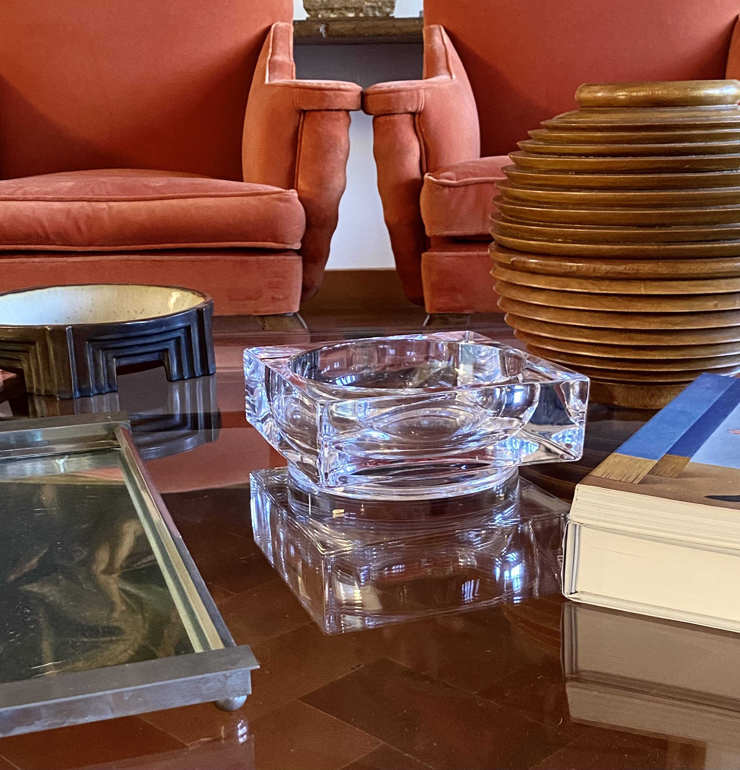 Monumental molded crystal ashtray, Sevres France 1970s