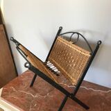 Pretty magazine rack in iron and braided rope