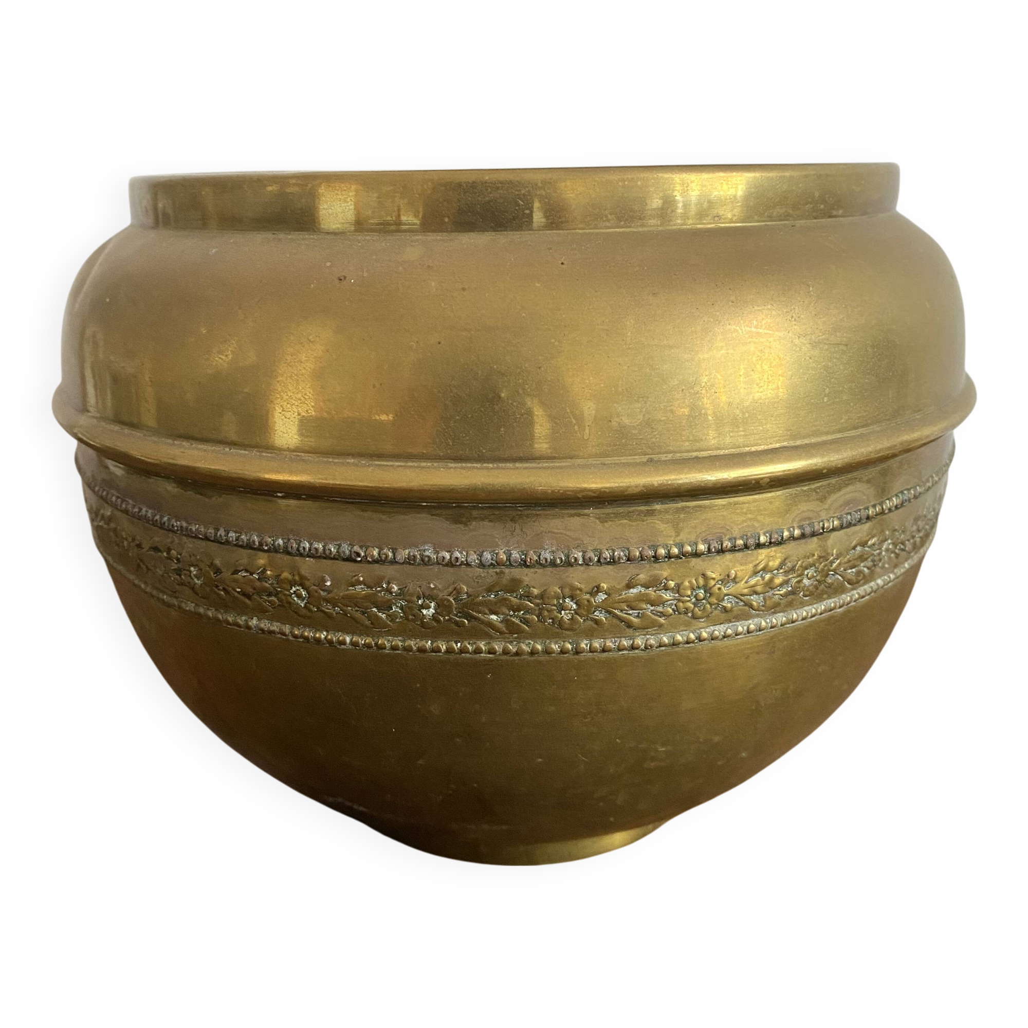 Villedieu gilded brass flowerpot