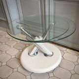 Vintage glass and chrome coffee table